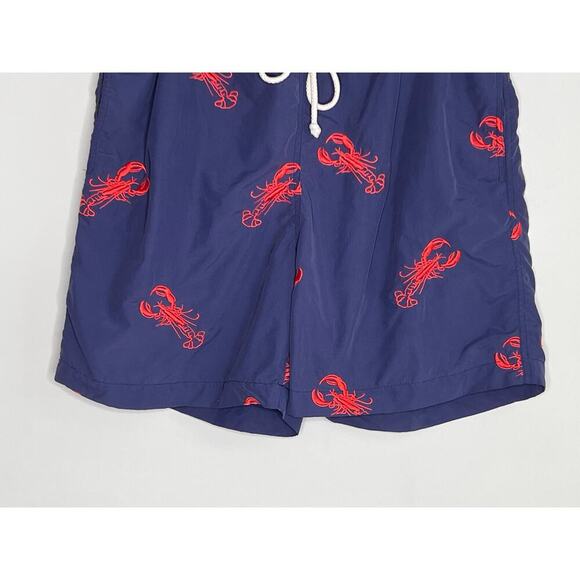 J. McLaughlin Scorpion Pull On Drawstring Waist Swim Trunks Navy/Red Men's M - Picture 2 of 7